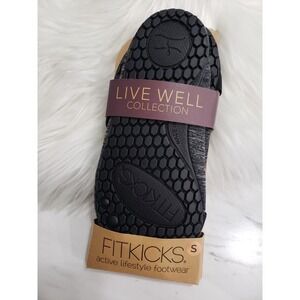 NEW Fitkicks Women's Sz S  5.5 - 6.5 Black Gray house house slipper yoga small